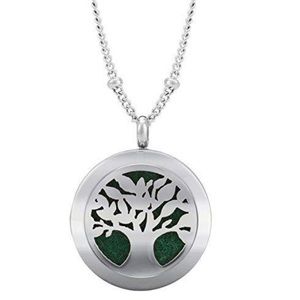 silver tree pendant aromatherapy necklace . NWOT